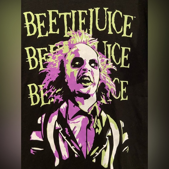 NWT Beetlejuice Size 3X Black Cotton Crew Neck Tee Shirt Graphic Logo Keaton - Picture 4 of 11